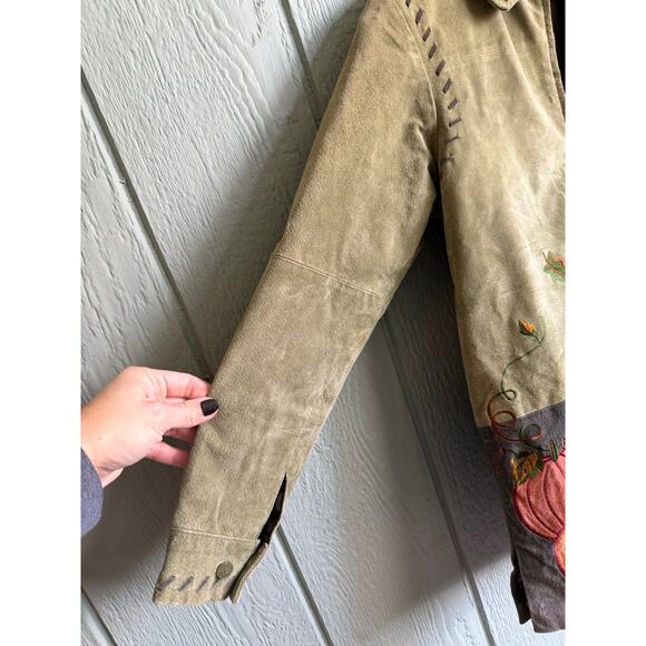 Vintage Suede Leather Fall, Autumn Zip Jacket, Women's XS - Picture 2 of 7